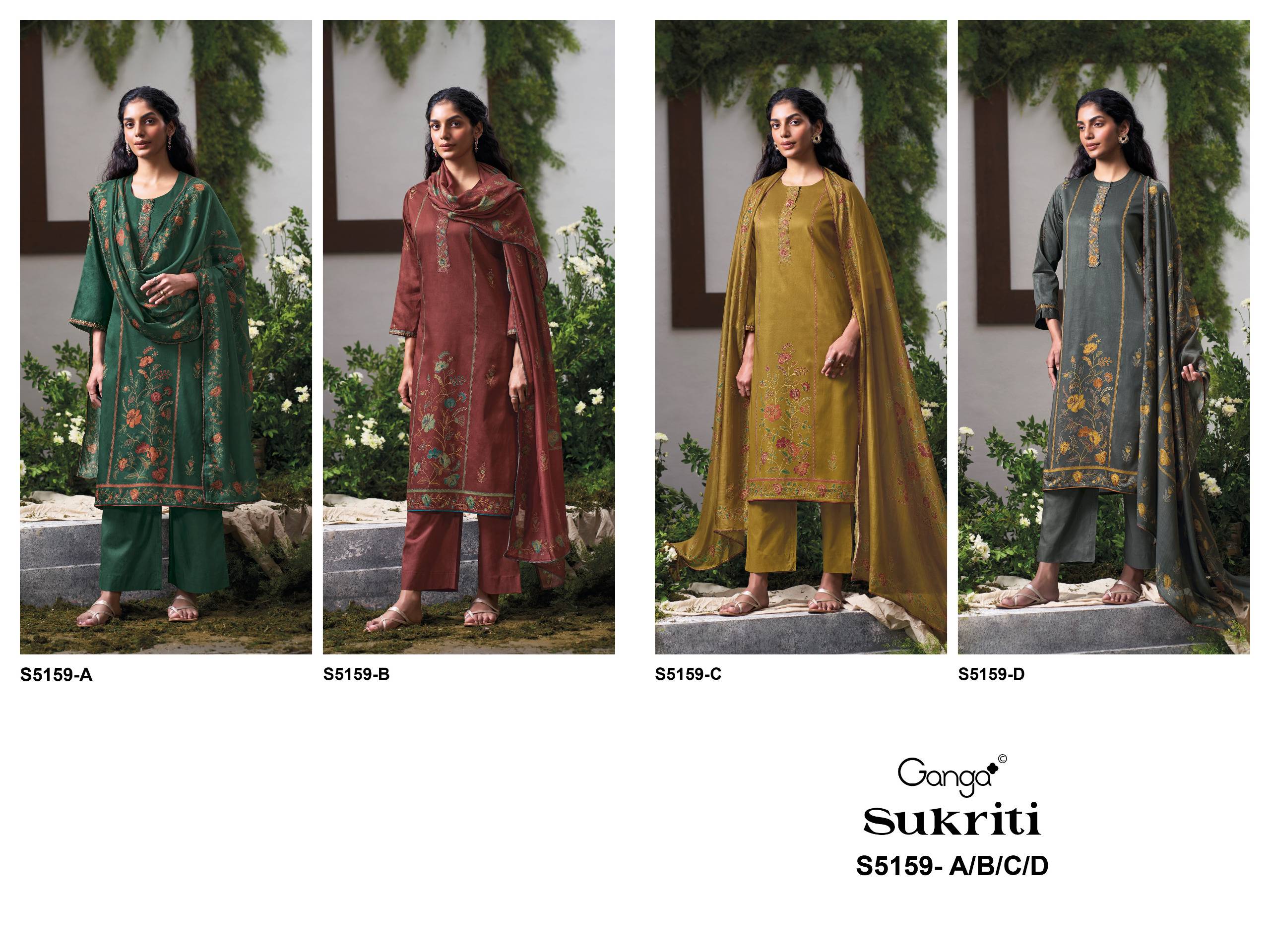 SUKRITI 5159 SERIES BY GANGA FASHION Beautiful Colourful COTTON SATIN Dresses At Wholesale Price